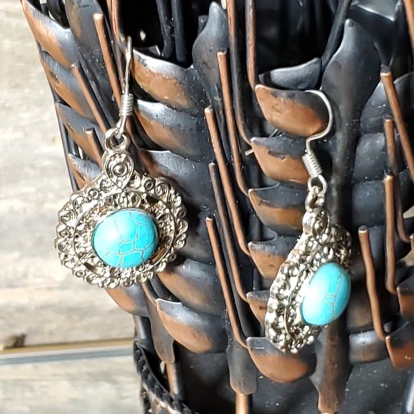 Kimora Genuine Turquoise and Sterling Silver Earrings - Picture 2 of 7
